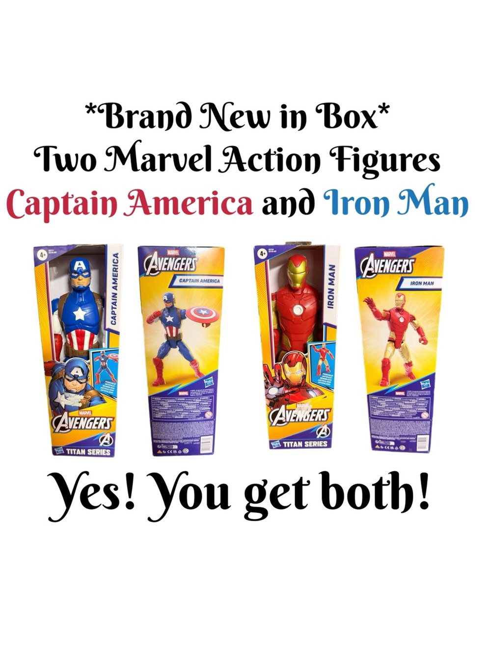 Marvel Captain America and Iron Man Action Figure Duo - Blue, Red, Gold